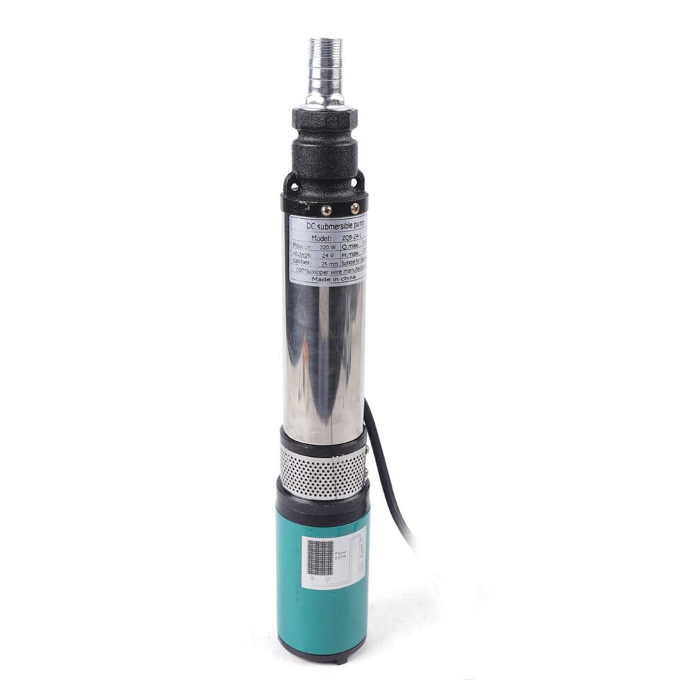 Bomba de Agua Sumergible Solar DC 24V 320W para Pozos Profundos - 25m