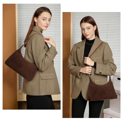 Tote Shoulder Bags for Women, Suede Forsted Cowhide Tote Crossbody Purses with 2 Removable Shoulder Straps2