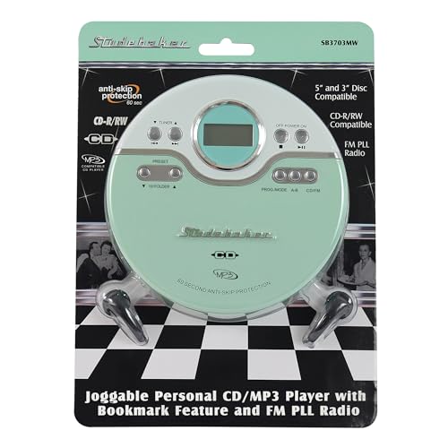 Studebaker SB3703MW Joggable Personal CD/MP3 Player with Audio Book Compatibility, Bookmark Feature and FM PLL Radio - Mint/White by Studebaker - Used condition - Image 4