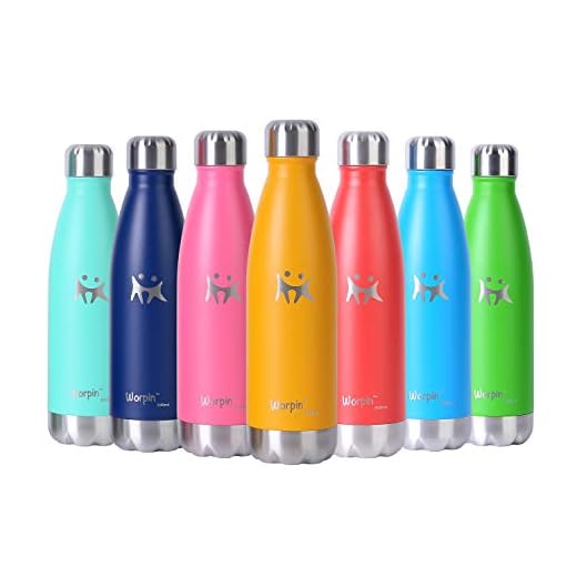 WORPIN, Botella de Agua de Acero Inoxidable. Doble pared aislante, Proceso de Recubrimiento en Polvo, Resistencia al Rayado Fácil de Limpiar Camping, Deportes, Conserva 12 horas caliente, 24 frio