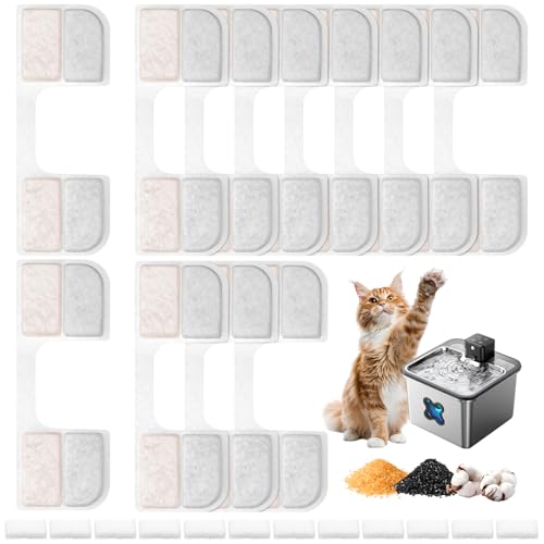 Lot de 12 filtres pour fontaine à chat FEELNEEDY FN-W17 - 3,2 l - Cartouches filtrantes à charbon actif et 12 éponges de rechange