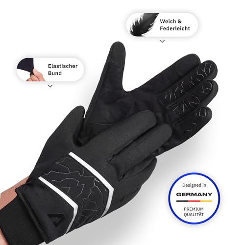 Alpensattel Polartherm Fahrradhandschuhe Gr. M | Fahrrad Handschuhe 100% Wind- und Wasserdicht (DIN EN 343) Winterhandschuhe für Damen & Herren | Warme Hände bis -10 Grad + Touchscreen Funktion