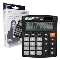 Citizen 12 Digit Black Desk Calculator - Large Display Basic Calculator for Kids, Home, School, Desktop, and Office Use with Big Buttons - Solar and Battery Dual Powered