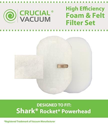Crucial Vacuum Foam Filter Replacement - Compatible With Shark Foam, Felt Filters - Part # XFFH400 - Fits Shark Models AH400, AH400C, AH401, AH452, AH452W, AH454Q - Washable, Reusable (3 Pack)
