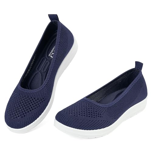 MUSSHOE Slip-on Womens Walking Shoes：Round Toe Mesh Sneakers：Comfortable Classic Casual...