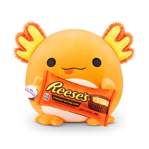 Snackles Series 1 Axolotl (Reese Pieces), Surprise Medium Plush, Ultra Soft Plush, 35 cm, Collectible Plush with Real Brands (Axolotl)