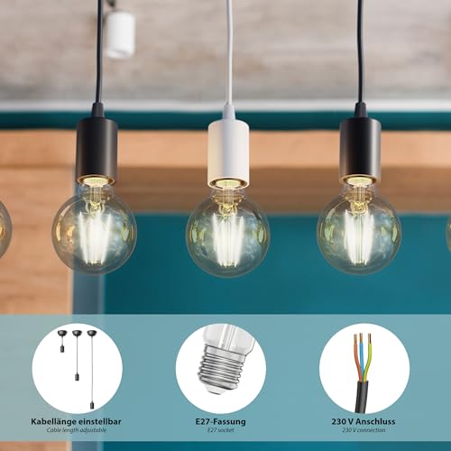ledscom.de 2 pcs. Pendant Light/Hanging lamp DORI, Black matt, 1x E27 max. 60W - Image 4