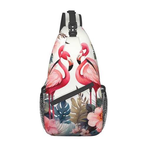 Sac à bandoulière léger noir avec motif floral et flamant rose