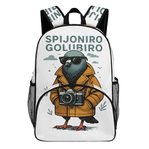 Spijoniro-Golliniro Merch Large Travel Backpack Italian-Brainrot Meme Waterproof Lightweight Daypack White 44x32x19cm