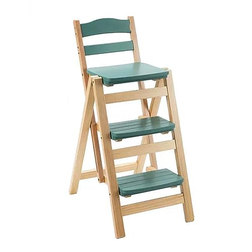 Escalera Plegable Silla plegable de madera con escalera for biblioteca, silla for mostrador, silla de bar, taburete multifuncional portátil liviano 2 en 1, taburete de 3 escalones, escaleras de tijera