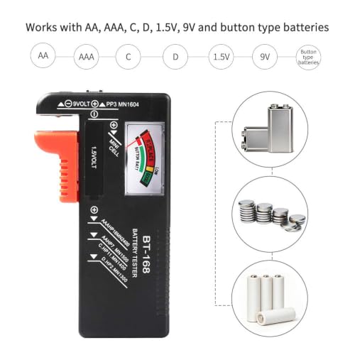 VTECHOLOGY 2Pcs Battery Tester for AA AAA C D 9V 1.5V Household Batteries | Universal Battery Tester Checker For Button Cell Model BT-168 Requires No Battery for Operating everyday essentials - image 3
