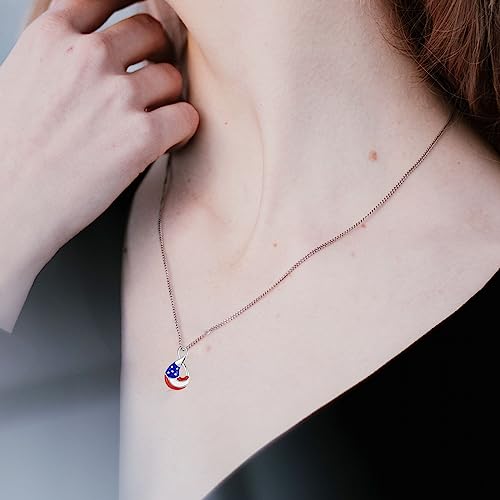 Mic Tai American Flag Infinity Necklace - 925 Sterling Silver Patriotic Pendant Red Blue & White Jewelry Independence Day Gift For Women thumb #1