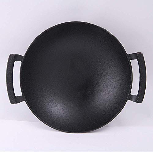Wok de hierro fundido pre-sazonado con tapa de madera miniatura 5