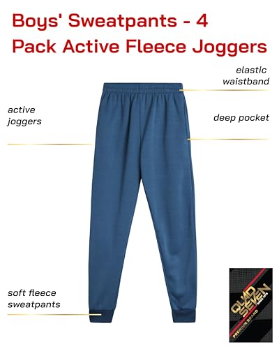 Quad Seven Boys Sweatpants - 4 Pack Soft Active Fleece Boys Joggers - Performance Athletic Pants for Kids with Pockets (4-18)2