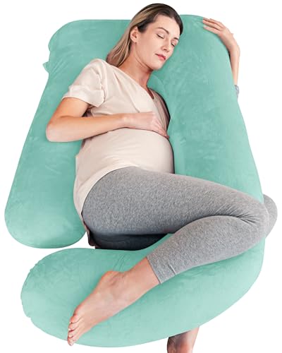 Image of Cute Castle Pregnancy Pillows, Soft U-Shape Maternity Pillow with Removable Cover - Full Body Pillows for Adults Sleeping - Pregnancy Must Haves - Jumbo 57 Inch - Turquoise