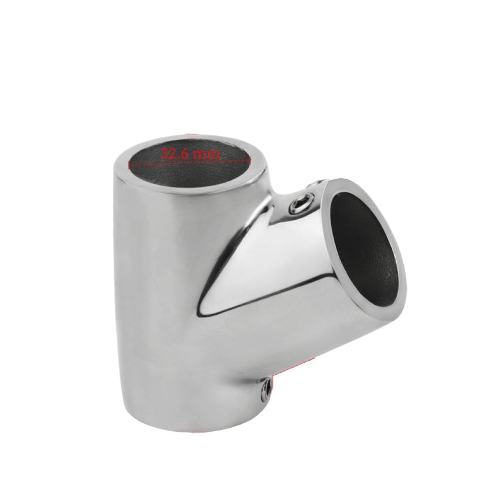 Marine Hand Rail Fitting 316 Stainless Steel Tee 3 Way Compatible with Boats Yachts Cars Trailers 22mm 25mm 32mm 60°(32mm)
