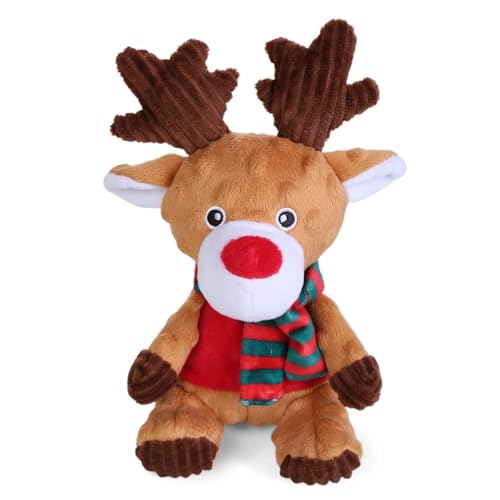 Blnboimrun Christmas Reindeer Plush Dog Toy with Squeaker, Holiday Chew Toys for Puppy Teething,...