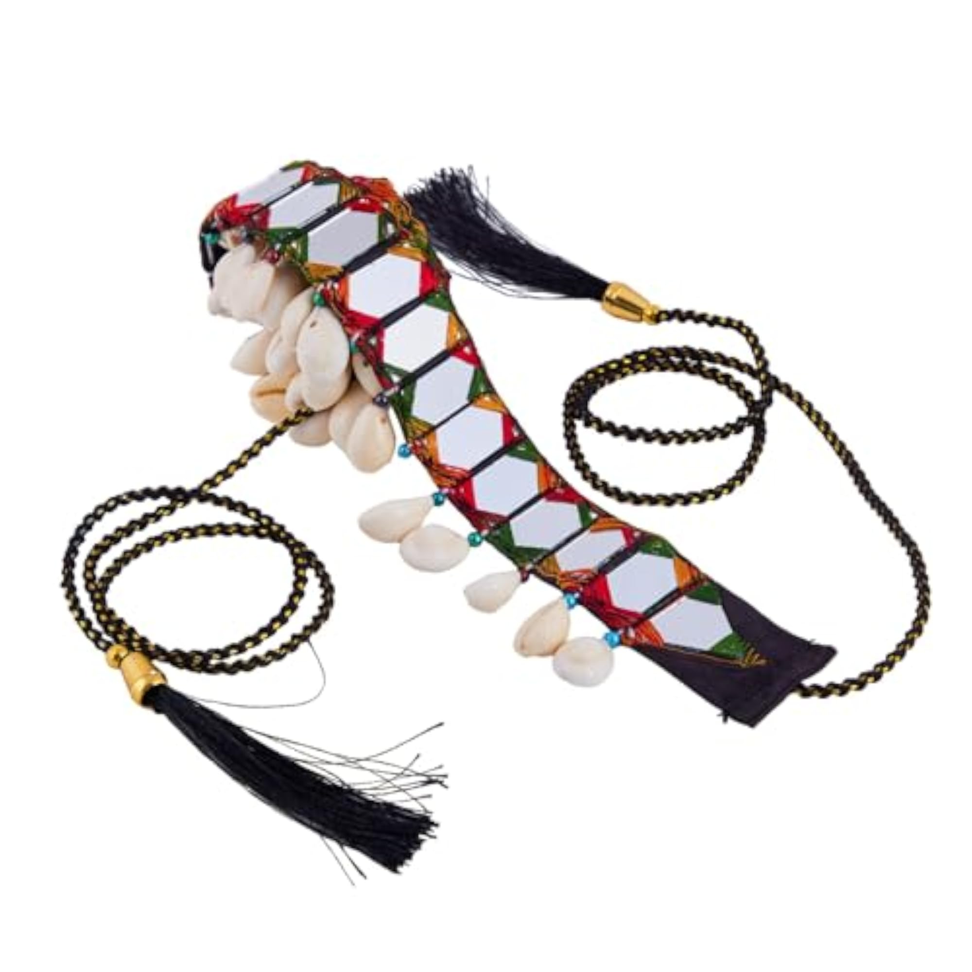 MultiColor Mirror Embellished Kamarpatta for Women, Fancy Waist Chain