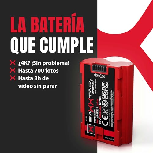 Baxxtar NP-W235 Batería 2600mAh con Carcasa de protección y Sensor NTC Compatible con Fuji Fujifilm GFX50s GFX100 II GFX100RF X-H2 X-H2S X-S20 X-T4 X-T5 NPW235 NP W235 - imagen 6