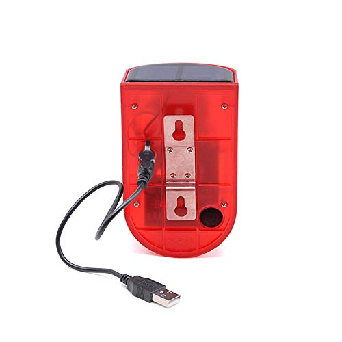 Aolyty Solar Motion Sensor Detector Siren Sound Alarm Led Warning Strobe Flashing Red Light Security Outdoor Waterproof Device Keep Animal Away For Home Warehouse Farm (Red Lampshade) #TOP2