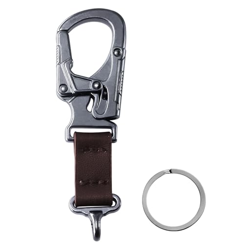 Ahiller Alltags-Karabiner, 8 cm Autoschlüsselanhänger aus Legierung mit Schlüsselring, Universelles Schlüsselbund für Damen & Herren, Praktischer Rucksack-Anhänger (Gunmetal / 1 Stück)