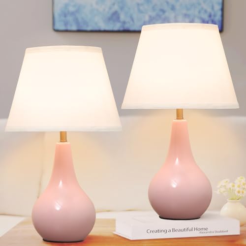 Popity home Pink Table Lamp, Bedside Lamps Set of...