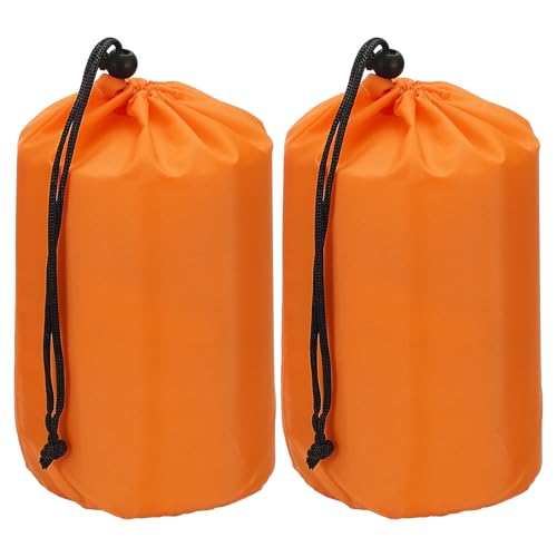 PATIKIL Stuff Sack, 2 Pcs 5 x 10 Inch Waterproof Outdoor Storage Sack Portable Drawstring Dust Flap Bag Lightweight Bag for Camping Hiking Travel, Orange