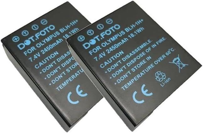 2 x Dot.Foto BLH 1 Premium Alta Capacidad 7.4v / 2450mAh Fully Decoded Batería Recargable para Olympus OM D E M1 Mark II, E M1 Mark III, E M1X