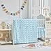 3 Pieces Crib Bedding Set Tufted Dots Jacquard Baby Comforter with Fitted Sheet and Bed Skirt - Cute Embroidery Boho Shabby Chic Bedding Soft Blanket Pom Pom Tufts Crib Bed Set Baby Blue
