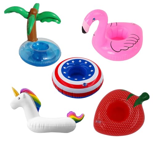 Schwimmender Getränkehalter,5 Stück Aufblasbare Pool Getränkehalter Schwimmend Becherhalter Pool Mini Aufblasbare Geträn...