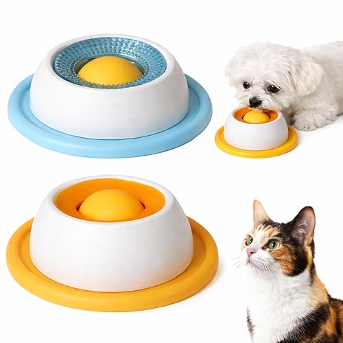 Rliocvhe 2 Pezzi Lick Bowl per Cani Gatto,Ciotola Leccare Antiscivolo,Dispenser per Leccare la Palla,Giochi Interattivi per Cani per Rallentare Il Pasto,per Addestramento, Alime