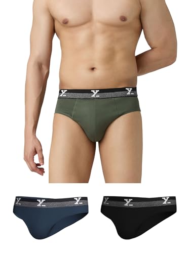 Image of XYXX Men's Aero 100% Super Combed Cotton Regular Fit Solid Anti Bacterial Briefs with No Marks Waistband (Pack of 3)