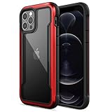 RAPTIC Shield Crystal Clear Case for iPhone 12 for iPhone 12 Pro, [10FT Mil-Grade Drop Protection], [Not Yellowing Tech], Durable Anodized Shockproof Aluminum Frame Slim 12/12 Pro Case, Red
