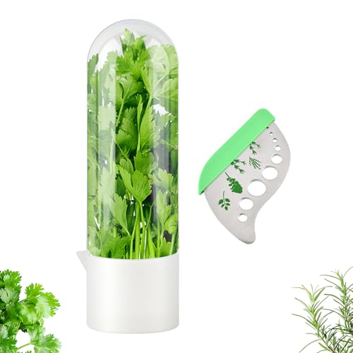 Yuanfenron Herb Keeper for Refrigerator with Herb Peeler - Herbs