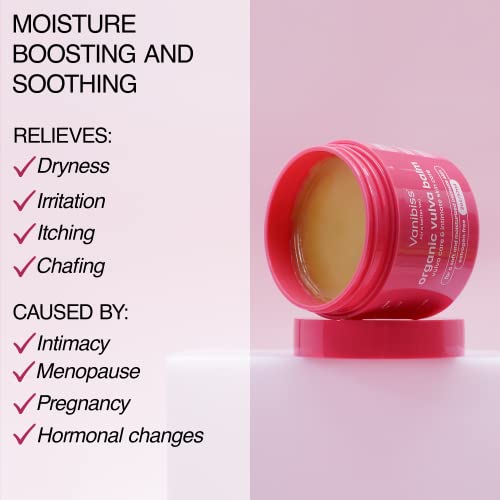 Vanibiss Organic Vulva Balm - Vulva Cream & Vaginal Moisturizer For Dryness, Itching, Chafing, And Burning - Vulva Care & Menopause Support For Women - Replens Moisture - Estrogen Free (2Oz) #TOP1