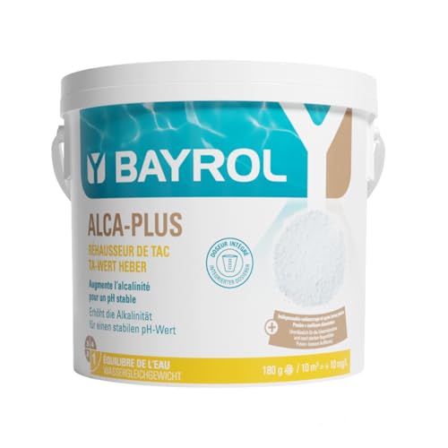 BAYROL e-Alca-Plus - Granulat zur Korrektur eines instabilen pH-Wertes aufgrund niedriger Alkalinität - Eimer enthält Dosierbecher & Plastikbeutel mit Sicherheitsverschluss - 5 kg