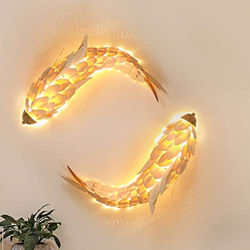 INJUICY Appliques de Type Bougeoir en Bois de Poisson, Applique Murale Art de Carpe Japonaise pour Salon Modèle Chambre Magasin Hôtel Villa Restaurant Salle de Mariage Décor (Longueur: 120 cm) - Image 5