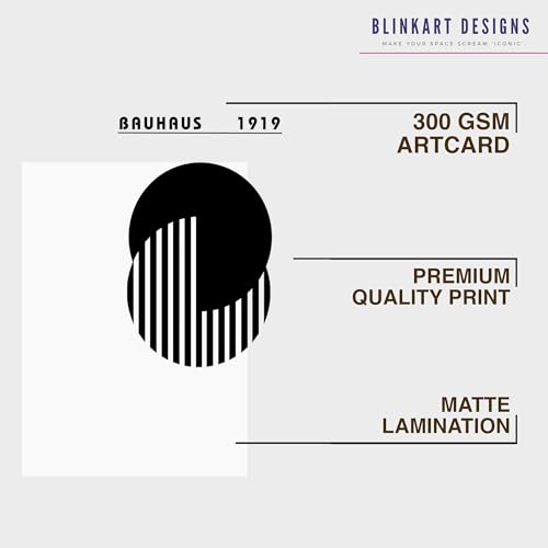 Image of BLINKART Vintage Bauhaus Retro Geometric Aesthetic Poster Gallery | Colorful Wrap Framed For Home Office Studio Living Room Modern Art Studio Decoration Abstract Shapes | (d154) | 13x10 Inch