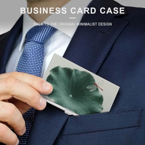 Slim Metal Business Card Holder - Dragonfly by The Lake Aluminum Alloy Card Case with Buckle Closure, Holds 20 Cards & Cash, Professional Credit Card Size ID Holder for Men Women Gift3