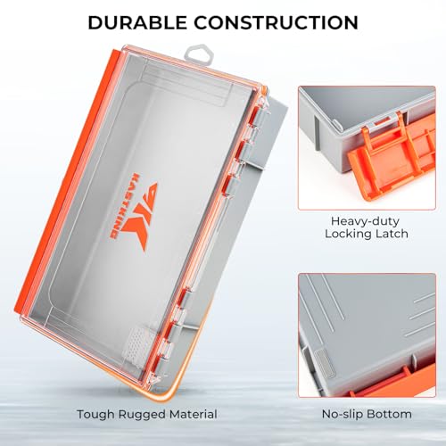 Image of KastKing HyperSeal Waterproof Tackle Box, 3700 Deep Tackle Trays, Fishing Tackle Box Organizer With Exterior Stickers, Fishing Gear & Fishing Accessories Storage, 1 Pack No Compartment
