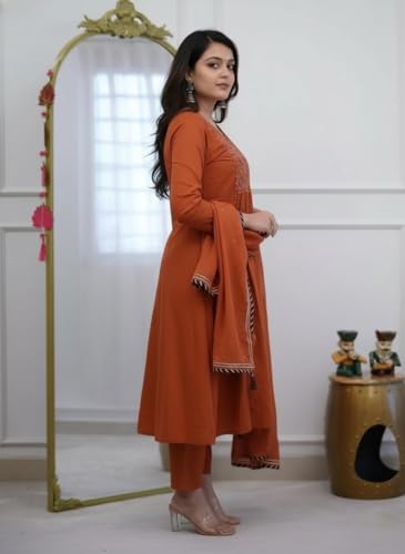 Image of MITZO Rayon Straight Kurta with Palazzo & Dupatta | Stylish Kurta Set for Women | Party & Casual Wear Kurti Set | Ethnic Dress for Women