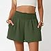 Gym Shorts Women Shorts for Women Pull On Summer High Waisted Shorts Smocked Waist Flowy Bottoms Casual Lounge Wear Trousers Army Green