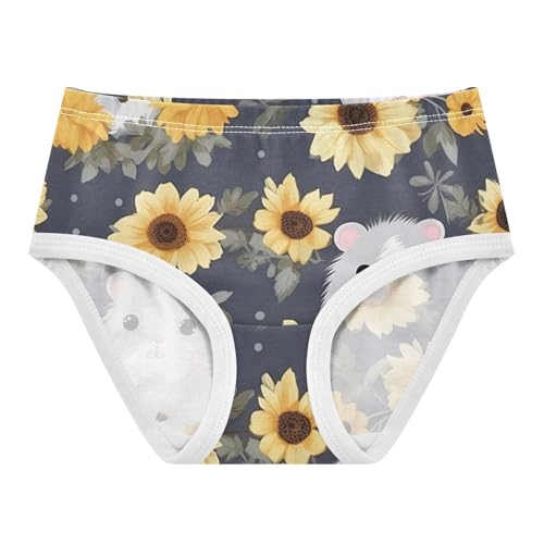 Cute Hamster Yellow Sunflower Toddler Girls Underwear, Kids Underwear, 2T–8 Years