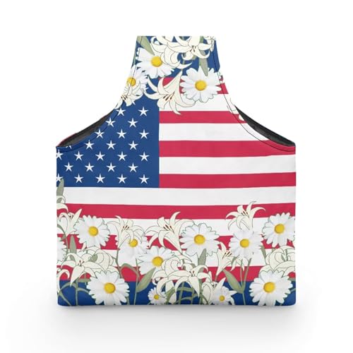Image of KUIFORTI American Flag Yarn Bag Crochet Storage Bag Independence Day Yarn Bags for Crocheting on The Go Women Girls Anniversary Gifts for Crochet Accessories Size L