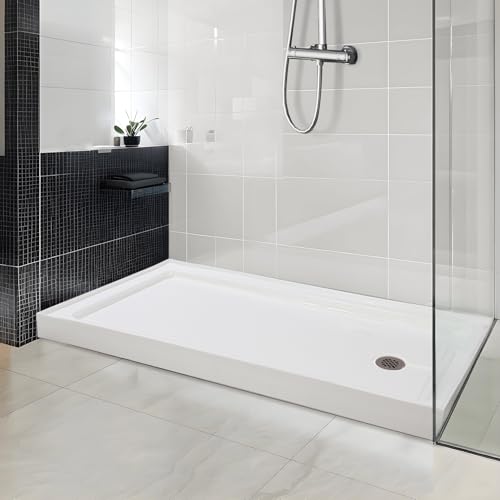 Garvee Shower Base 60'' L x 32'' W with Stainless Steel Drain, Shower Pan ＆ Tray with Non-Slip...