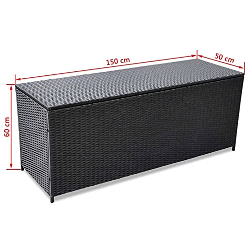 Ksodgun Garden-Auflagenbox Transportbox Kissenbox Gartentruhe zum Organisieren und Aufbewahren Schwarz 150x50x60 cm Poly… – Bild 3