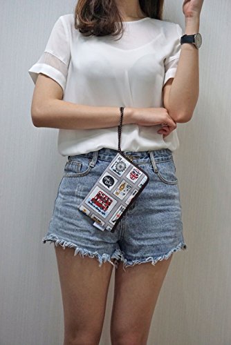 Image of Taianda Women Phone Wristlet Wallet Pouch, Dual Slots (Stamp Pattern Gray)