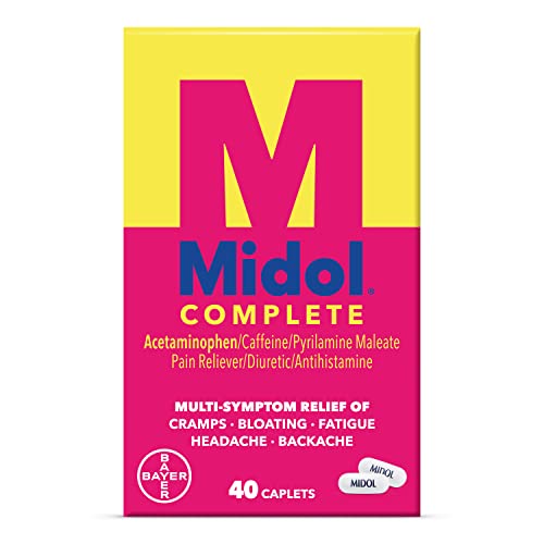 Midol Complete, Menstrual Period Symptoms Relief Including Premenstrual Cramps, Pain, Headache, and Bloating, Caplets, 40 Count, Packaging May Vary #1