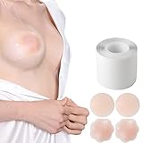 EMOET Clear Boob Tape,Self-Adhesive Bra Tape for Breast Lift with 2 Pair Reusable Silicone Nipple Co