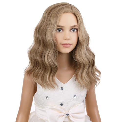 Image of PATTNIUM Kids Child Wig Blonde Brown Short Curly Wig Mixed Brown Wigs for Girls Cosplay Halloween Party Costume Heat Resistant Synthetic Hair Girls Wig (Brown Blonde)